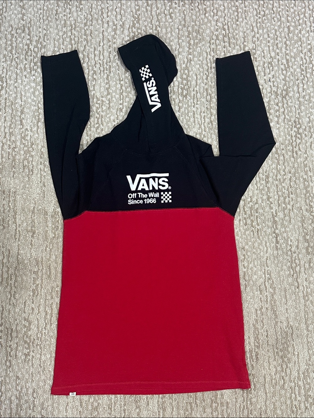 Vans Black and Red Colorblock Pullover Hoodie (444)
